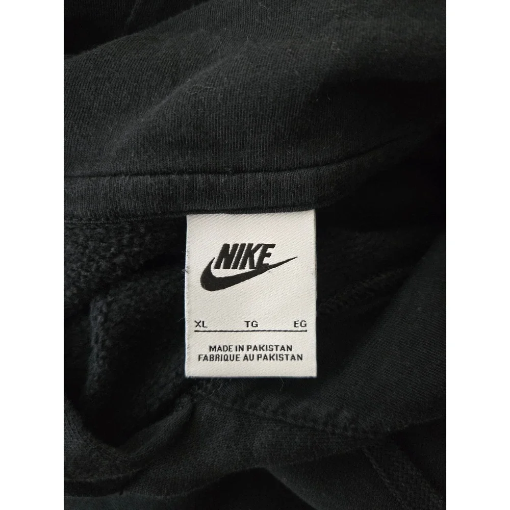 Nike Hoodie Mens XL Black Pullover Embroidered Logo Sportswear Fleece Sweatshirt